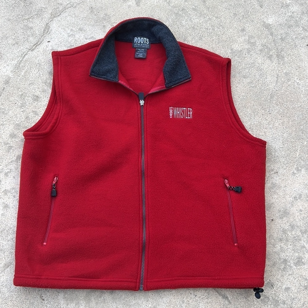 Roots Canada Athletics Whistler Red Fleece Vest Men's Size XL